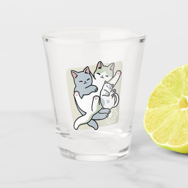 Laze Furr Days - Cute Lazy Cats Design Shot Glass (Front)