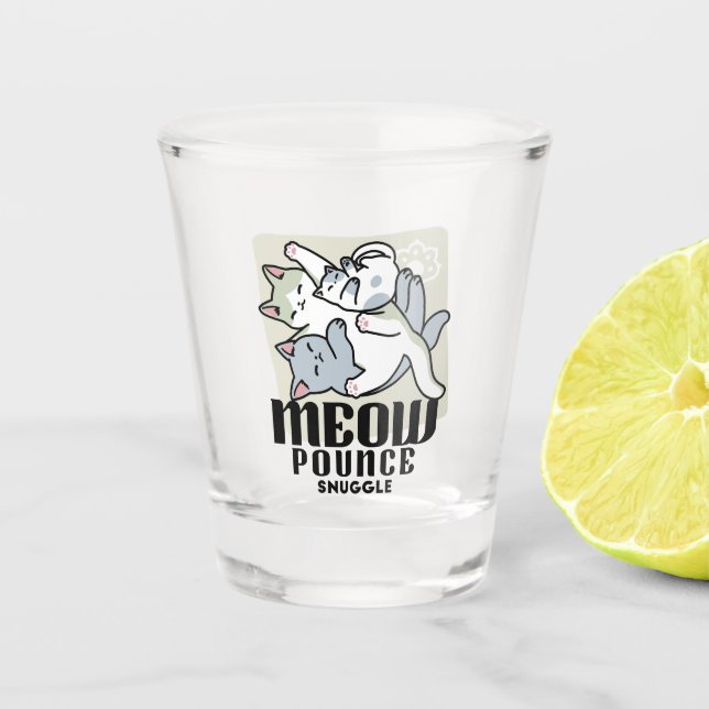 Laze Furr Days - Cute Lazy Cats Design Shot Glass (Front)