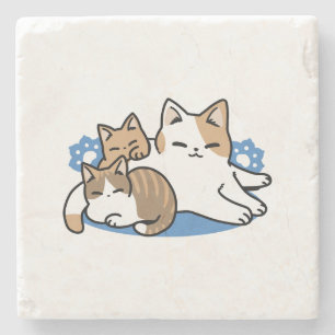 Laze Furr Days - Cute Lazy Cats Design Stone Coaster