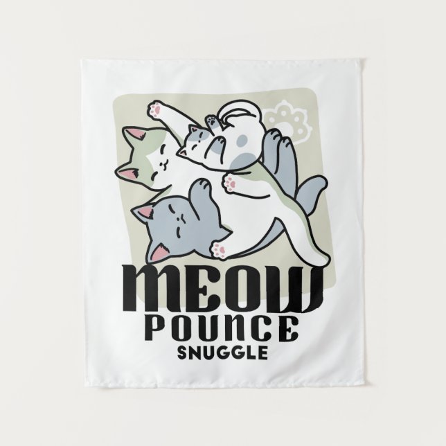 Laze Furr Days - Cute Lazy Cats Design Tapestry (Front)