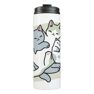 Laze Furr Days - Cute Lazy Cats Design Thermal Tumbler