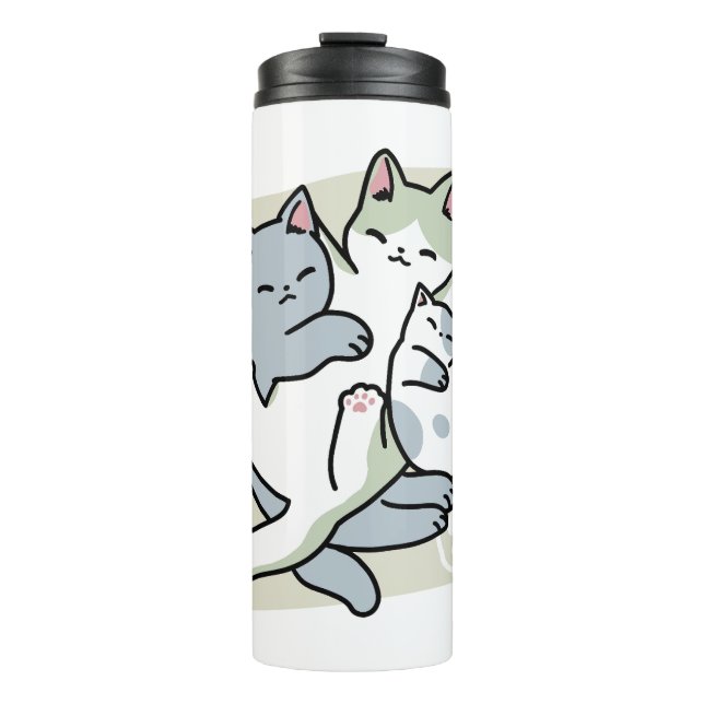Laze Furr Days - Cute Lazy Cats Design Thermal Tumbler (Front)