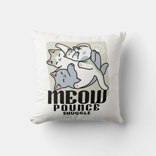 Laze Furr Days - Cute Lazy Cats Design Throw Pillow (Front)