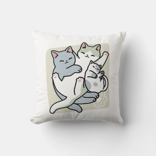 Laze Furr Days _ Cute Lazy Cats Design Throw Pillow