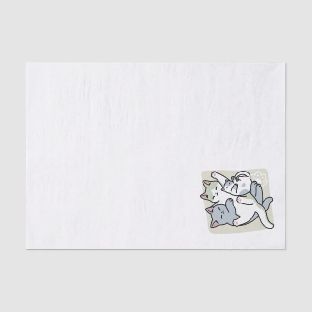 Laze Furr Days - Cute Lazy Cats Design Tissue Paper (Front)