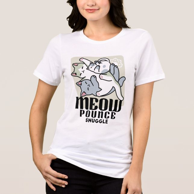Laze Furr Days - Cute Lazy Cats Design Tri-Blend Shirt (Front)