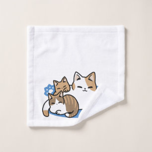 Laze Furr Days - Cute Lazy Cats Design Wash Cloth