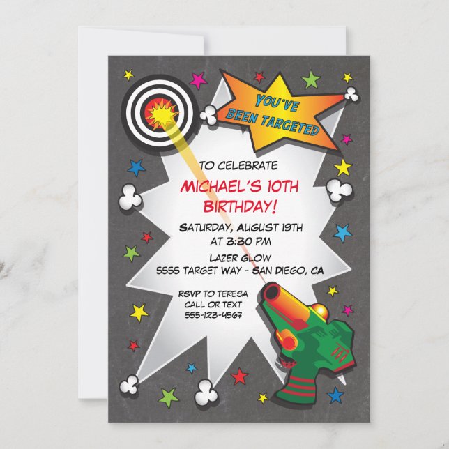 Lazer Tag Birthday Party Invitation (Front)