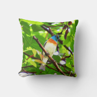 Lazuli Bunting Throw Pillow