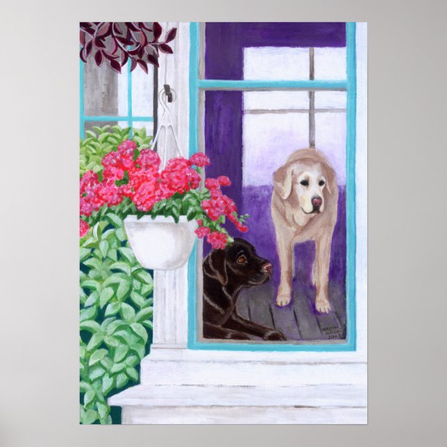 Lazy Afternoon Labradors Painting Poster (Front)