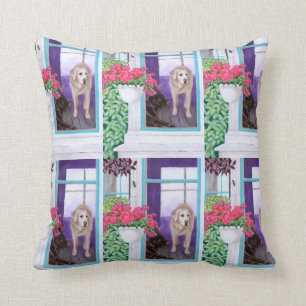 Lazy Afternoon Labradors Painting Throw Pillow