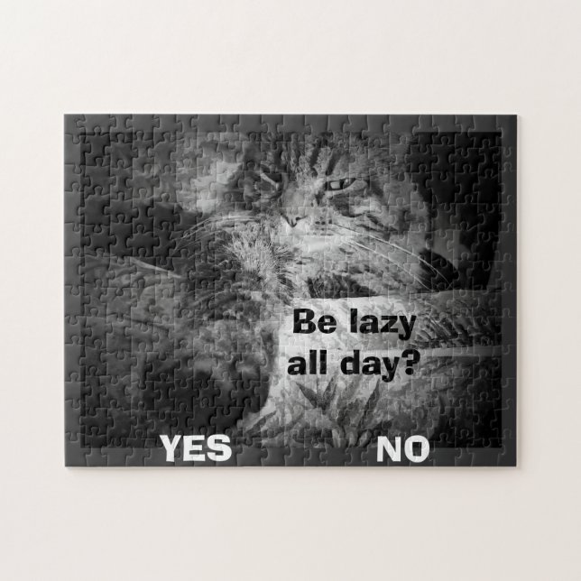 lazy all day? Cat picks yes! Jigsaw Puzzle (Horizontal)
