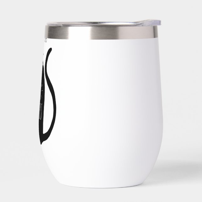 Lazy black cat  thermal wine tumbler (Left)