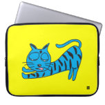 Lazy Blue Cat 15 Inch Laptop Sleeve at Zazzle