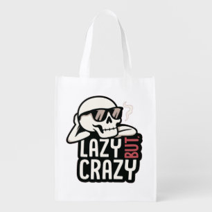 Lazy But Crazy Skull – Cool Relaxed Sunglasses Des Grocery Bag