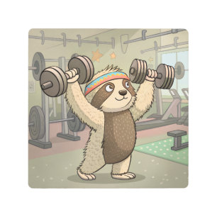 Lazy But Lifting – Funny Sloth Gym Art” Metal Print