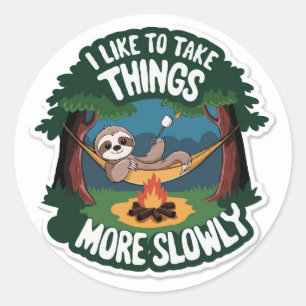 Lazy Campfire Sloth Sticker   Funny Outdoor