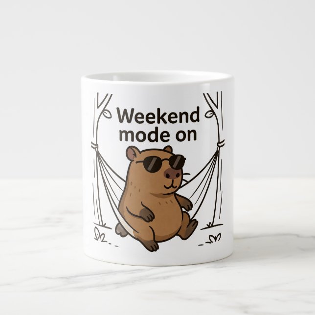 Lazy Capybara Meme Cartoon Sticker Giant Coffee Mug (Front)