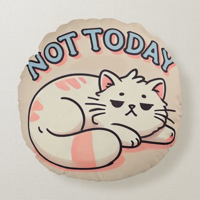 Lazy Cartoon Cat  Round Pillow (Front)