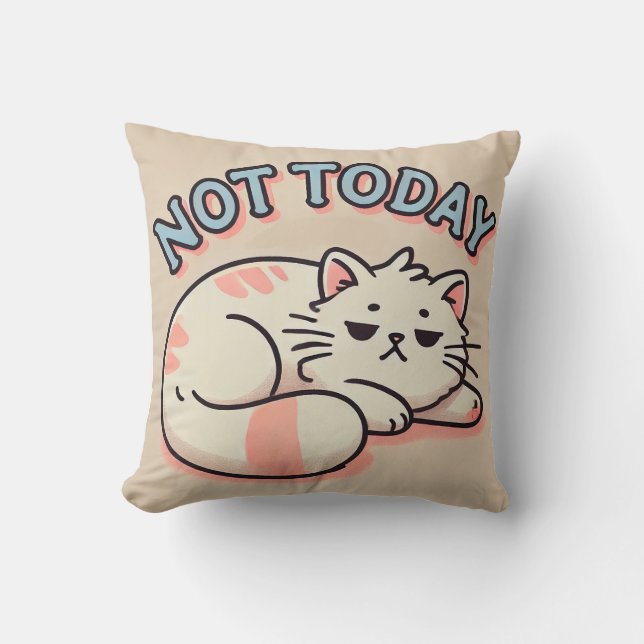 Lazy Cartoon Cat  Throw Pillow (Front)