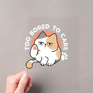 Lazy Cat Attitude – Too Bored to Care Funny Quote Acrylic Invitations