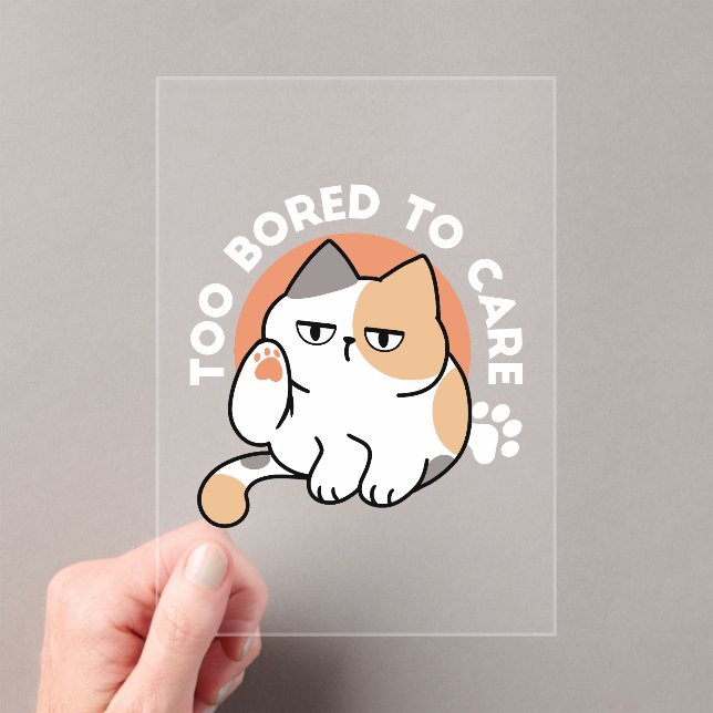 Lazy Cat Attitude – Too Bored to Care Funny Quote Acrylic Invitations (Insitu (Handheld))