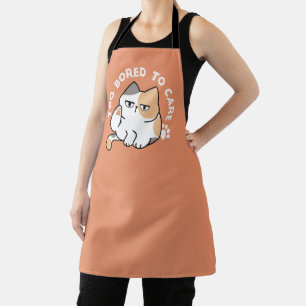 Lazy Cat Attitude – Too Bored to Care Funny Quote Apron