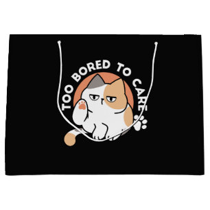 Lazy Cat Attitude – Too Bored to Care Funny Quote Large Gift Bag