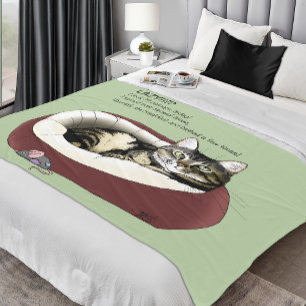 Lazy Cat Bed Green funny Fleece Blanket