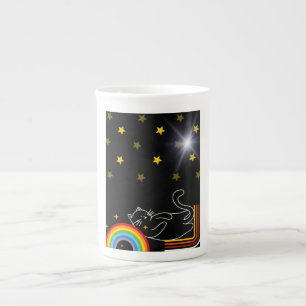Lazy cat bone china mug