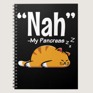 Lazy Cat Funny Pancreas T1D Diabetes Notebook