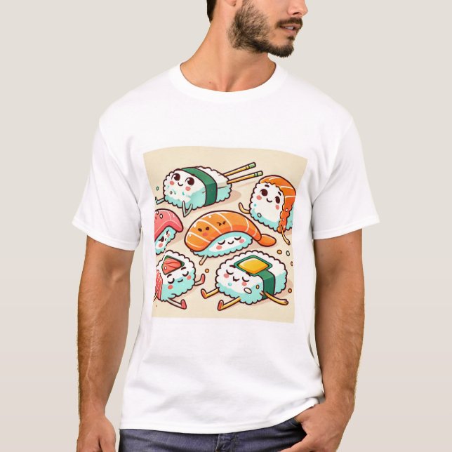 Lazy Cats on Sushi T-Shirt (Front)