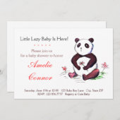 Lazy Chinese Panda Funny Baby Shower Invitation (Front/Back)