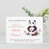 Lazy Chinese Panda Funny Baby Shower Invitation (Standing Front)