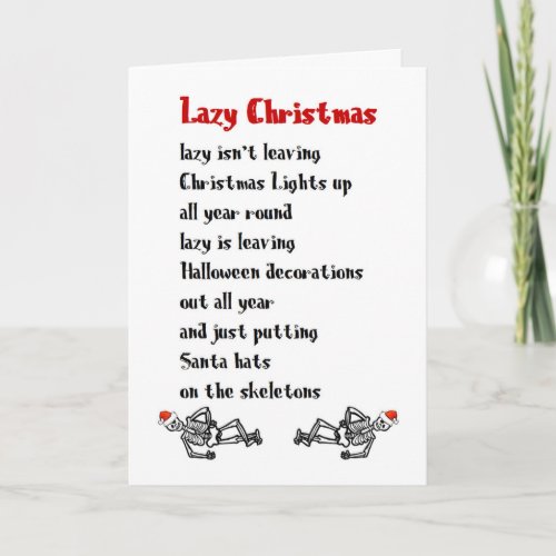 Lazy Christmas A Funny Merry Christmas Poem Card