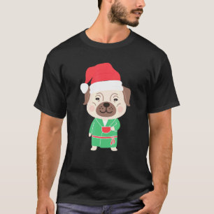 Lazy Christmas Morning Pug Dog Drinking Coffee San T-Shirt