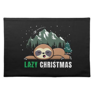 Lazy Christmas Sloth Funny Cloth Placemat