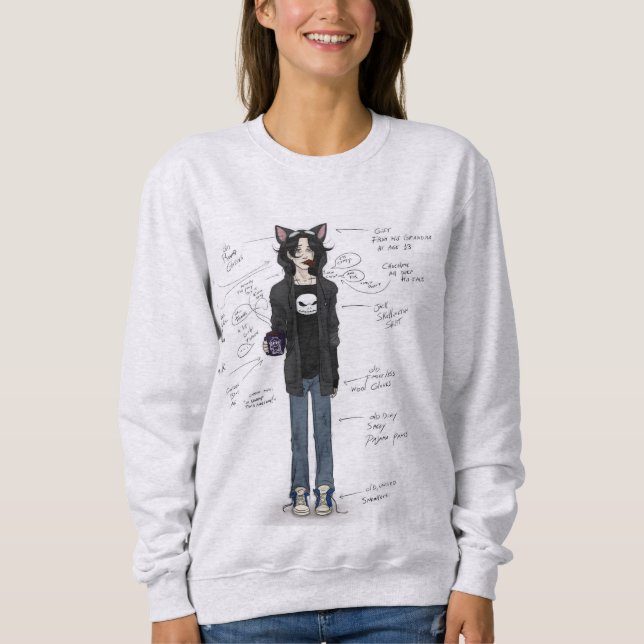 Lazy, comfy and happy… kind of happy. sweatshirt (Front)