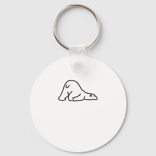 Lazy Cute Polar Bear Animal Lover Keychain (Front)