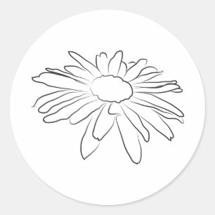Lazy Daisy Flower Drawing Classic Round Sticker