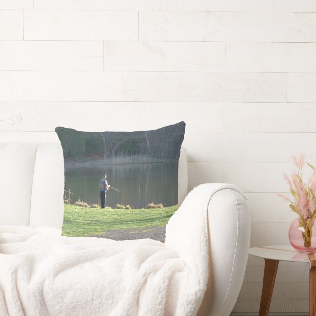 Lazy Day Fishing at the Pond Throw Pillow (Couch)