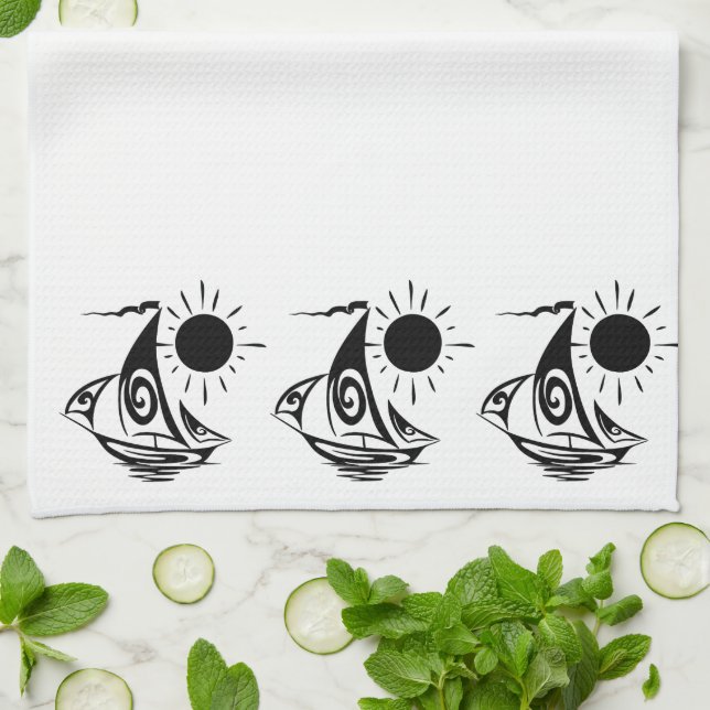 Lazy Day Sailing Kitchen Towel (Folded)