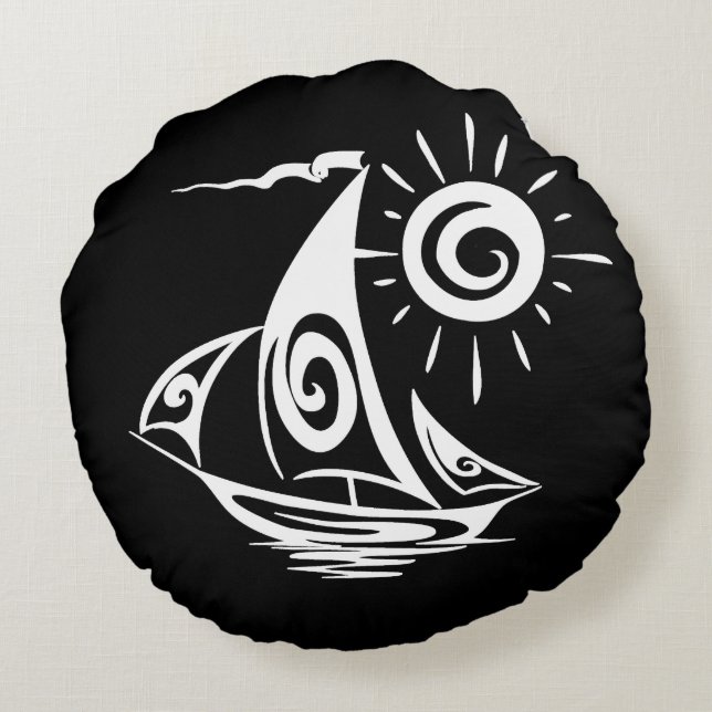 Lazy Day Sailing Round Pillow (Back)