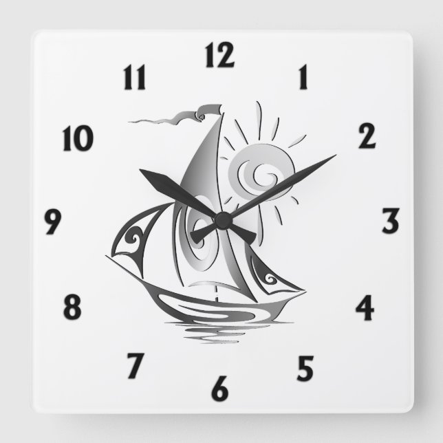 Lazy Day Sailing Square Wall Clock (Front)