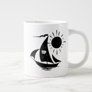 Lazy Day Sailing Theater Music White Sailboat Giant Coffee Mug