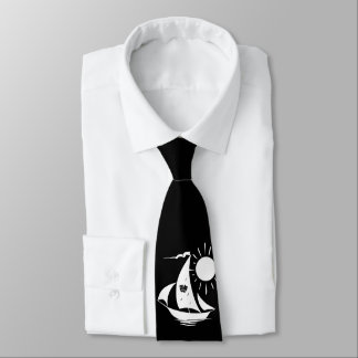 Lazy Day Sailing Theater Music White Sailboat Neck Tie