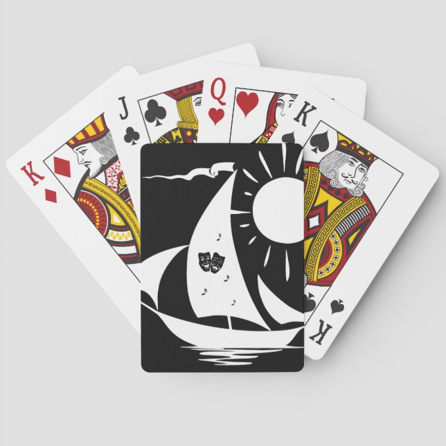 Lazy Day Sailing Theater Music White Sailboat Poker Cards (Back)