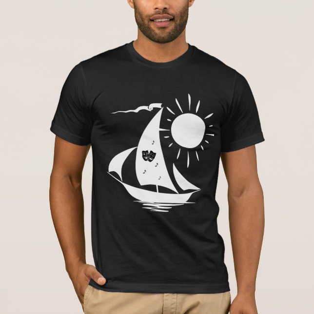 Lazy Day Sailing Theater Music White Sailboat T-Shirt (Front)