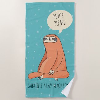 Lazy Day Sloth Beach Towel