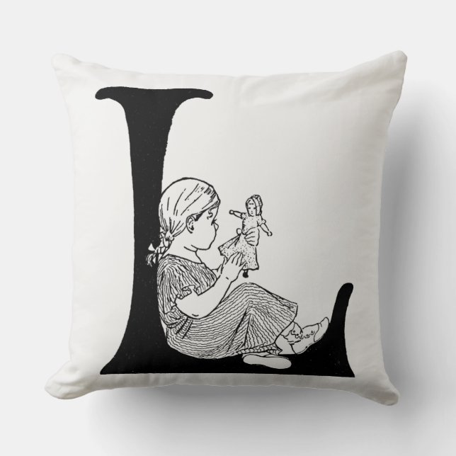 Lazy Days Letter 'L' Monogram Throw Pillow (Front)